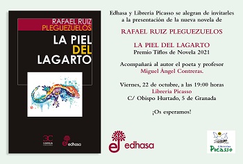 Rafael Ruiz Pleguezuelos gana el premio Tiflos 2021 con su obra "La piel del Lagarto" en la librería Picasso de Granada